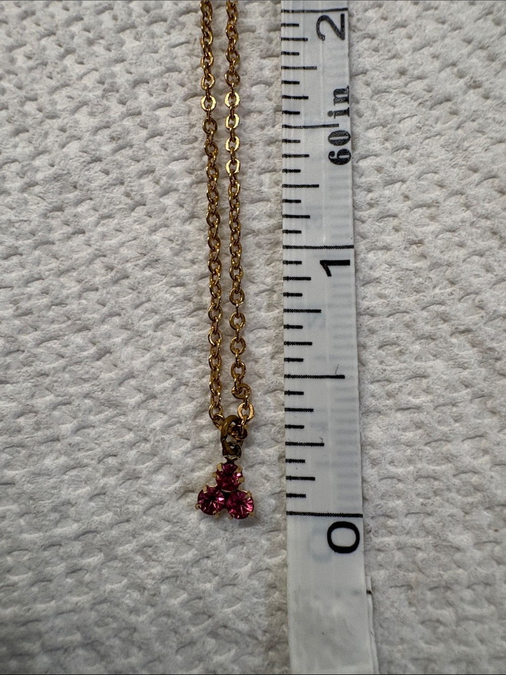 Delicate Gold Chain Necklace with Pink Crystal Pendant